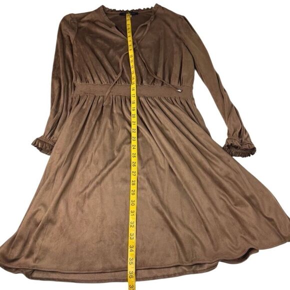NWT Tommy Hilfiger Brown Faux Suede Fit & Flare Keyhole Tie Dress Womens Size 10 - Picture 12 of 14
